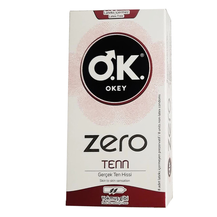کاندوم بدون لاتکس برند اوکی - okey مدل Zero Tenn سایز M بسته 8 عددی