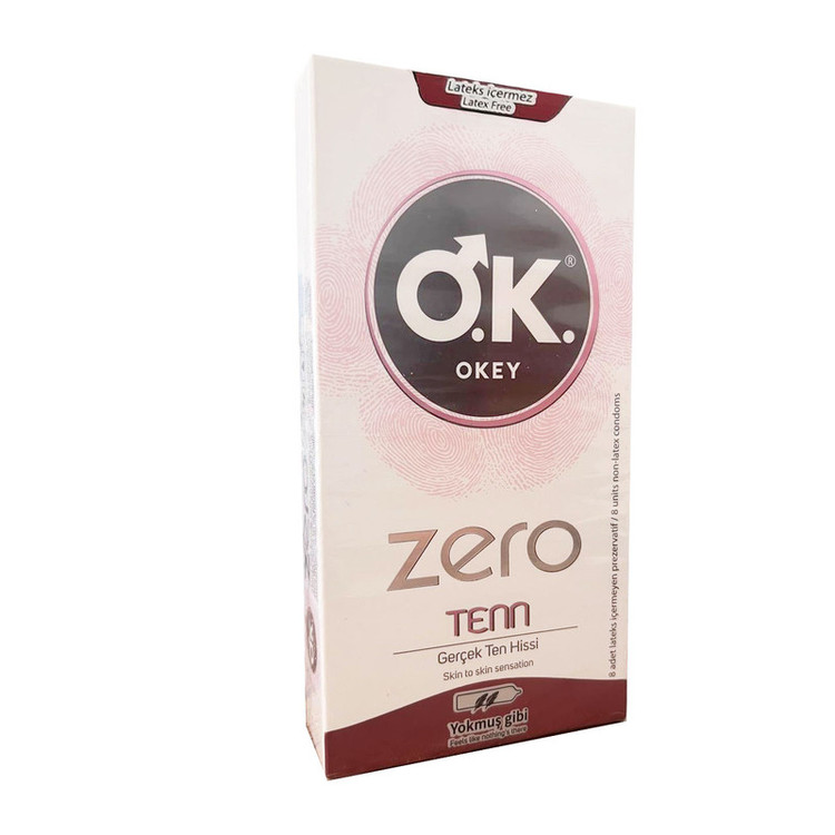 کاندوم بدون لاتکس برند اوکی - okey مدل Zero Tenn سایز M بسته 8 عددی